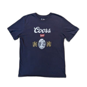 80s Vtg COORS BANQUET BEER Golden Lager Navy Single Stitch T Shirt Size L